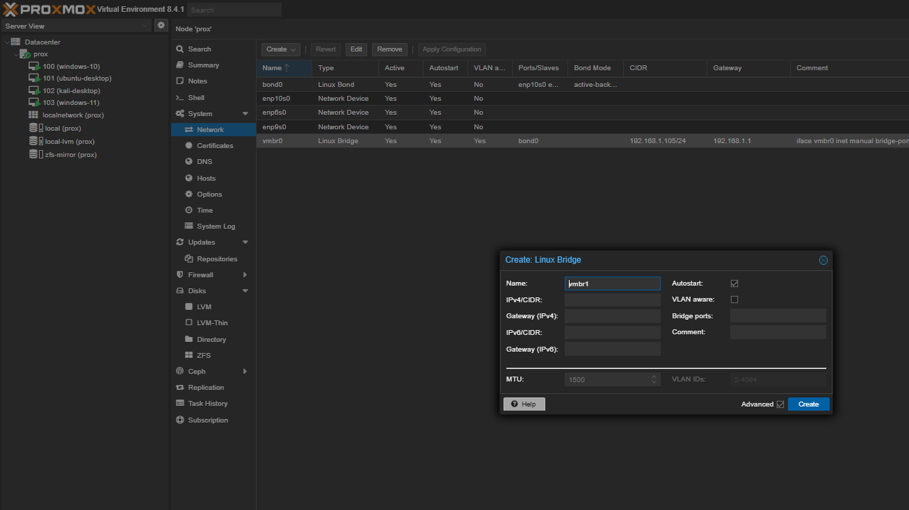 Creating new linux bridge